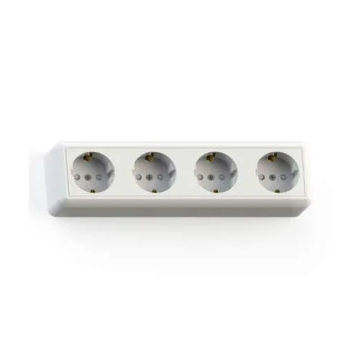 Розетка 4-м ОП Оптима РА16-403 16А IP20 с заземл. защ. шторки с монтаж. пластиной сл. кость Кунцево